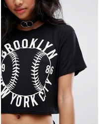 Черный укороченный топ от PrettyLittleThing