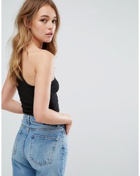 Черный укороченный топ от Pull&Bear