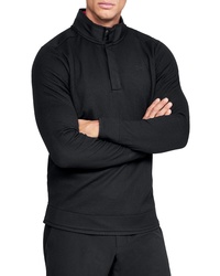 Черный флисовый свитер с воротником на пуговицах