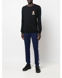 Мужской черный флисовый свитшот с вышивкой от Moschino