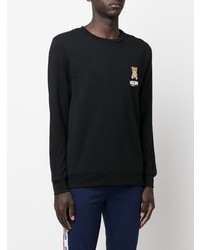 Мужской черный флисовый свитшот с вышивкой от Moschino