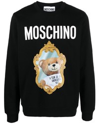 Мужской черный флисовый свитшот с принтом от Moschino