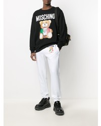 Мужской черный флисовый свитшот с принтом от Moschino