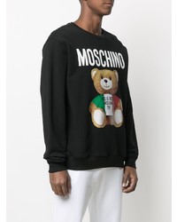 Мужской черный флисовый свитшот с принтом от Moschino