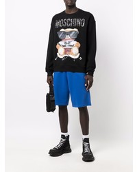 Мужской черный флисовый свитшот с принтом от Moschino