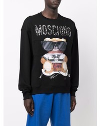 Мужской черный флисовый свитшот с принтом от Moschino
