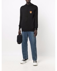 Мужской черный флисовый худи с вышивкой от Moschino