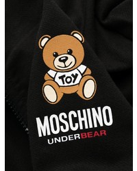 Мужской черный флисовый худи с принтом от Moschino