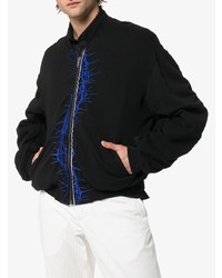 Мужской черный хлопковый бомбер с вышивкой от Haider Ackermann