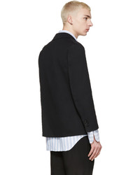Мужской черный хлопковый двубортный пиджак от Yang Li