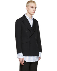 Мужской черный хлопковый двубортный пиджак от Yang Li