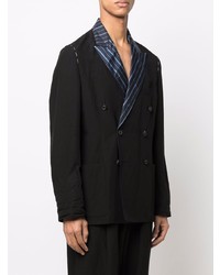 Мужской черный хлопковый двубортный пиджак от Maison Margiela
