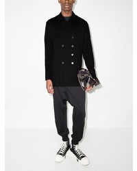Мужской черный хлопковый двубортный пиджак от Yohji Yamamoto