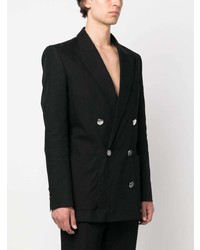 Мужской черный хлопковый двубортный пиджак от Balmain