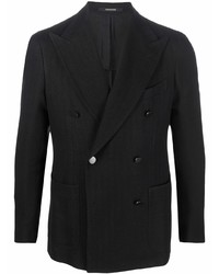 Мужской черный хлопковый двубортный пиджак от Tagliatore