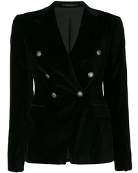 Женский черный хлопковый двубортный пиджак от Tagliatore