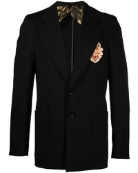 Мужской черный хлопковый пиджак с вышивкой от Roberto Cavalli