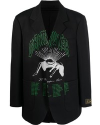 Черный хлопковый пиджак с принтом