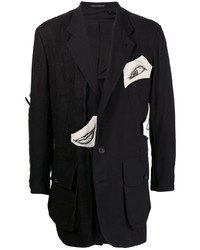 Мужской черный хлопковый пиджак с принтом от Yohji Yamamoto