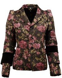 Черный хлопковый пиджак с цветочным принтом