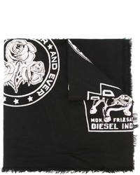 Женский черный хлопковый шарф с принтом от Diesel