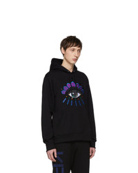 Мужской черный худи с вышивкой от Kenzo