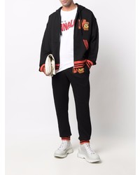 Мужской черный худи с вышивкой от Moschino