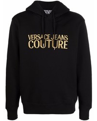 Мужской черный худи с вышивкой от VERSACE JEANS COUTURE