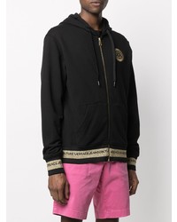 Мужской черный худи с вышивкой от VERSACE JEANS COUTURE