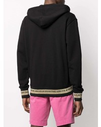 Мужской черный худи с вышивкой от VERSACE JEANS COUTURE