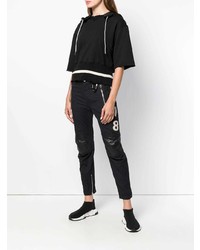 Женский черный худи с коротким рукавом от Diesel