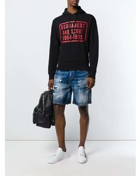 Мужской черный худи с принтом от DSQUARED2