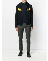 Мужской черный худи с принтом от Fendi