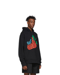 Мужской черный худи с принтом от Gucci