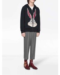 Мужской черный худи с принтом от Gucci