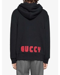 Мужской черный худи с принтом от Gucci