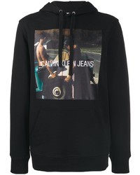 Мужской черный худи с принтом от Calvin Klein Jeans