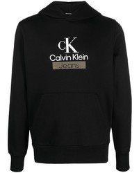 Мужской черный худи с принтом от Calvin Klein Jeans