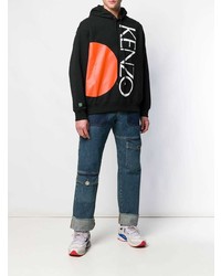 Мужской черный худи с принтом от Kenzo