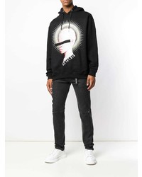 Мужской черный худи с принтом от Icosae