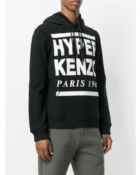 Мужской черный худи с принтом от Kenzo