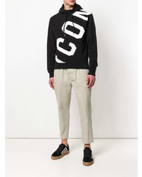 Мужской черный худи с принтом от DSQUARED2