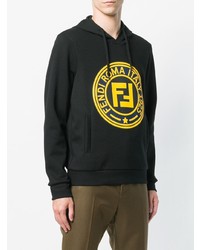 Мужской черный худи с принтом от Fendi