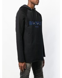 Мужской черный худи с принтом от Balmain