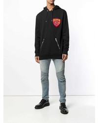 Мужской черный худи с принтом от Balmain