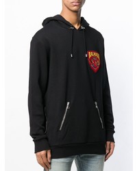 Мужской черный худи с принтом от Balmain