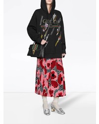 Женский черный худи с принтом от Gucci