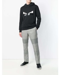 Мужской черный худи с принтом от Fendi