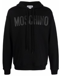 Мужской черный худи с принтом от Moschino