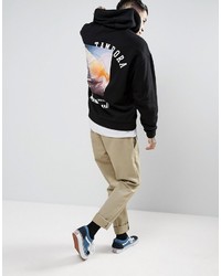 Мужской черный худи с принтом от Asos